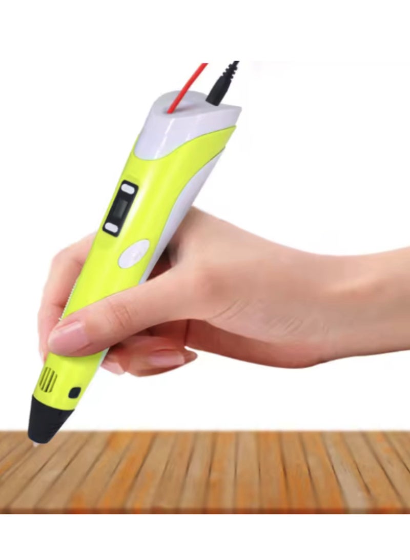Yuwell 3D Printing Pen with Display for Kids & Beginners, 3D Pen 2 with PLA Filament Starter Kit, Drawing & Modeling Pen with LCD Screen, Ultrasonic Sealed Nozzle, Educational STEM Gift with Project Guide & Charger Yellow - Image 3